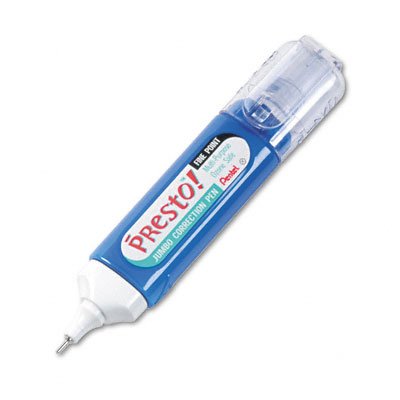 Pentel Presto! Jumbo Correction Pen, Fine Point, Metal Tip, Box of 12 (ZL31-W)