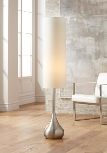 Moderne Brushed Nickel Droplet 62" Tall Floor Lamp with Smart Socket