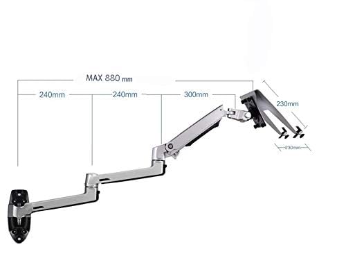 NBGYS XSJ8013WT Wall Mounted Desk with Monitor and Laptop Stand, Adjustable Laptop Arm for Couch, Bed, Under Desk Mount, Portable Vertical Laptop Holder with Storage, Fits 17-27"