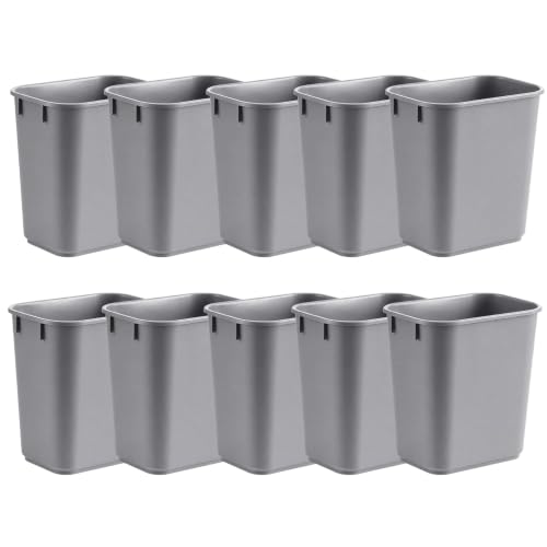 7 Gallon Gray Recycling Wastebasket Under Desk Plastic Trash Can | 10 PACK