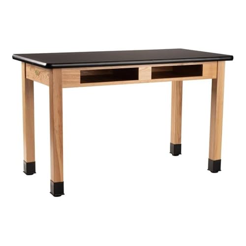 NPS 24x54 Modern Solid Ash Wood Science Lab Table with HPL Top in Black