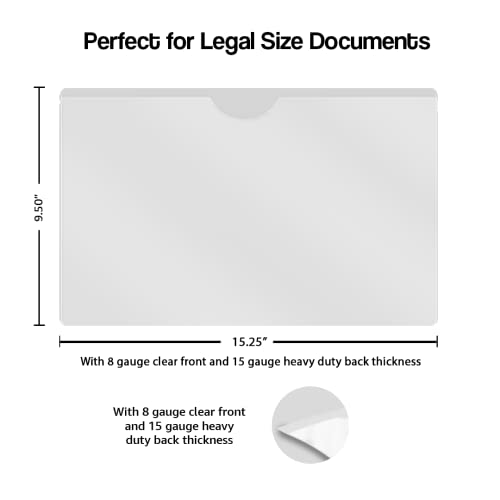 Doctor Stuff- 50 Pack, Vinyl Plastic Pocket File Folders Closed Sides, Legal Size, Clear Front Top Loading Job Jacket, Documents Holder for Office, High School and Medical Files, Frosted Clear