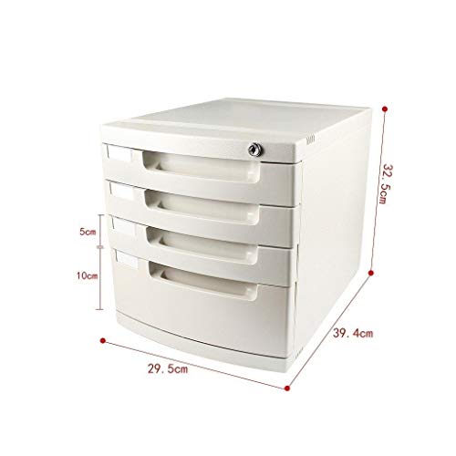 SDVantage Flat File Cabinet, Desktop Lock Plastic Drawer Storage Organization, with Lock/Blank Label and Multiple Drawers-White (Medium 4)
