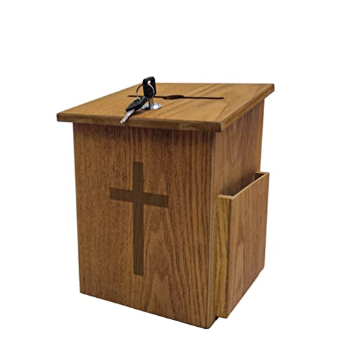 FixtureDisplays® Box, Church Collection Donation Charity w/Cross 7.5"W x 7.5"H x 9-7/8" D 10885 10885
