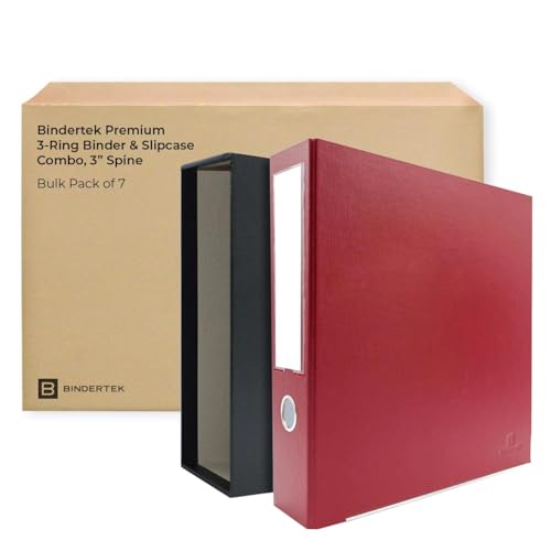 3-Ring Premium Binder & Slip Case, 7pk - Brick Red, by Bindertek