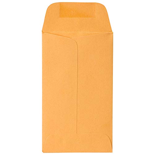 JAM PAPER #3 Coin Business Colored Envelopes - 2 1/2 x 4 1/4 - Brown Kraft Manila - Bulk 500/Box