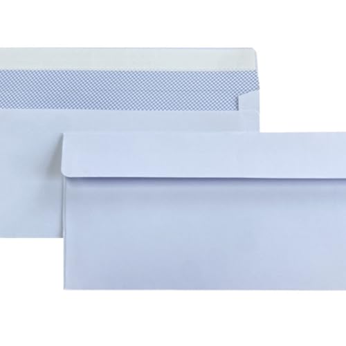 White # 10 Security Envelopes 24 lbs, 100 packs, 2 styles (large blue grid and blank release with glue) for commercial office & home mailing (Large blue lattice release glue envelope-100Ct)