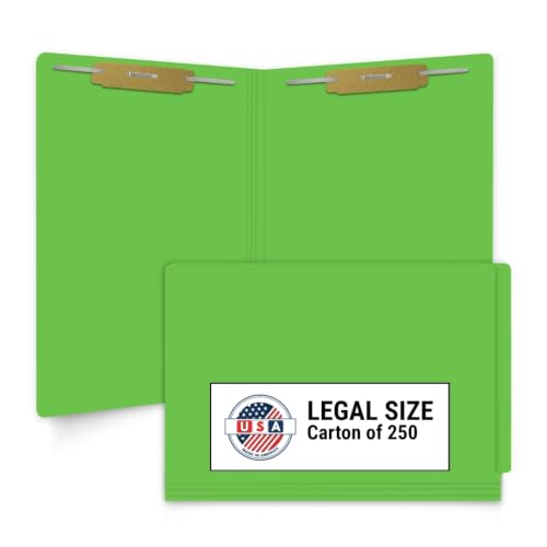 Green File Folders, Doctor Stuff, Legal Size Reinforced End Tab Folder with 2" Bonded Fastener on Inside Front and Back, 14 pt Stock, Carton of 250