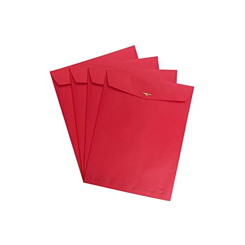 JAM PAPER 10 x 13 Open End Catalog Colored Envelopes wit Clasp Closure - Red Recycled - 100/Pack