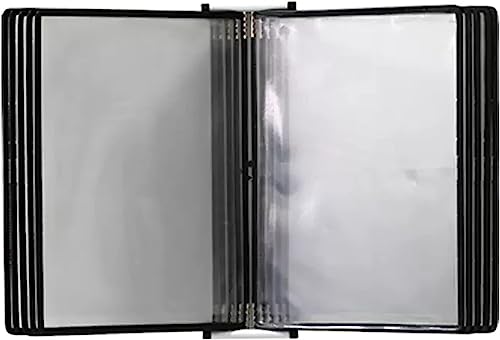 QTNLFCKVZ A4 wall mounted document holder, A4 Wall Hanging Display Book, 10 Pockets Presentation Project Folder for Files(Svart)
