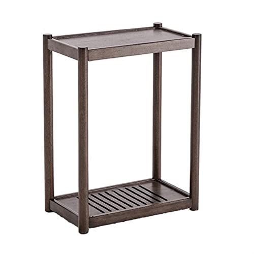 VHDY85KA Office Solid Wood PC Tower Stand, 2-Tier Mobile CPU Holder, Floor Standing PC Main Case Stand with Invisible Caster Wheels for Home Office Accessories(Brown,Small)