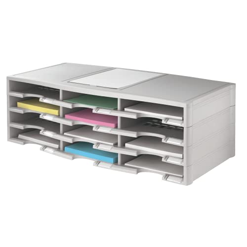 Office Depot Stackable Plastic Literature Organizer, 12 Compartments, Gray, 40401