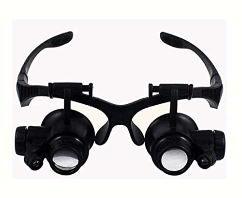 GRCQLWT 5X 15X 20X 25X Double Eye Glasses Loupe Head Wearing Magnifying Glasses Headset Illuminated Magnifying Glasses Tool Set with LED Light for Watch Repair Jeweler Magnifier