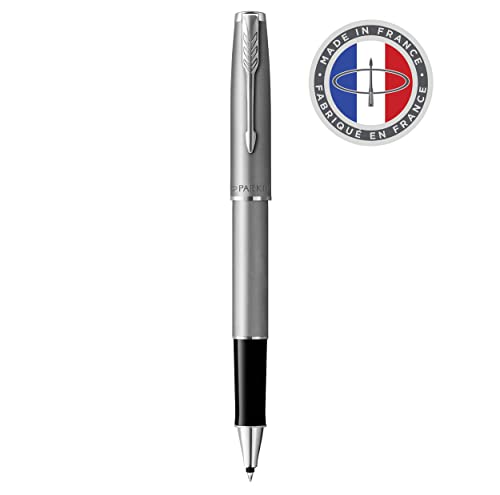 PARKER Sonnet Essential Roller Ball Stainless Steel Chrome Trim Fine Point Black Refill in Gift Box