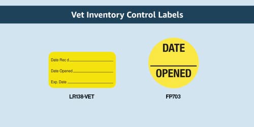 Inventory Control & Sterilization Stickers, Doctor Stuff Veterinarian Stickers, 1-5/8" x 7/8", Fluorescent Yellow, 560/Roll, Tabbies Veterinary V-LR138