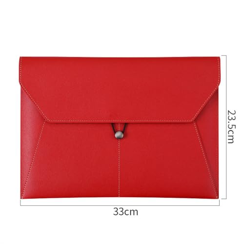PU Leather Document Pouch, Document Pouch PU Leather A4 File Folder Organizer 33x23.5cm Multicolor Pack of 3(Red)