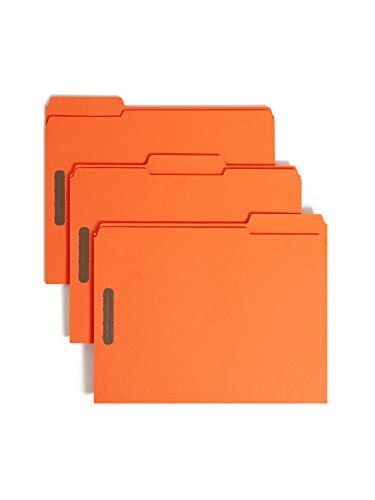 Smead Orange Fastener File Folders with Prongs, 3 Tab Letter Size