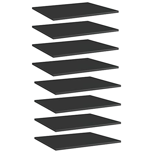 EDNRSOG High Gloss Black Engineered Wood Bookshelf Boards Set of 8, 23.6x19.7x0.6 Inch Standalone Shelves for Home Office Storage and Display, Modern Modular Organizer with Durable