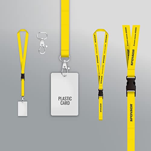 Array Stars Personalized Full Color Sublimation Lanyards - Pack of 100 - Custom Neck Straps for Cellphone, Identity Badges, Employee IDs