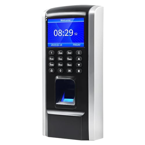 ZQFEE Time Clock, Fingerprint Access Control Time Attendance Machine Biometric Time Clock Checking-in Recorder Fingerprint/Password Recognition