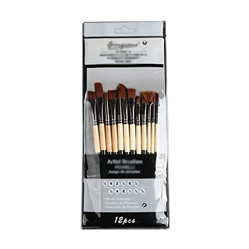 HBJWOV 12 Pcs Many Types Nylon Hair of Painting Brush Iron Box Artist Paint Brushes Set for Watercolor Oil Acrylic