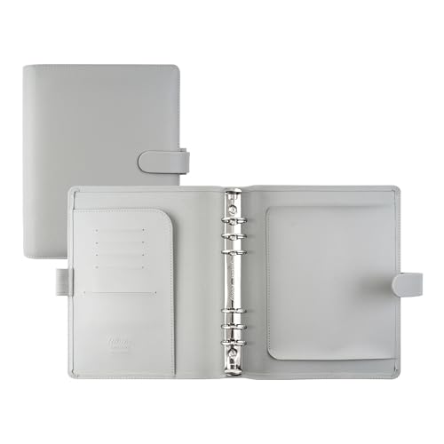 Filofax Saffiano Organizer, A5 Size, Granite - Cross-Grain, Leather-Look, Six Rings, Week-to-View Insert, Multilingual (C028801)