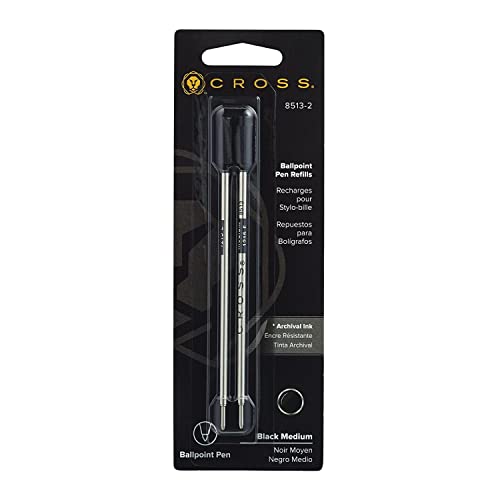 Cross Ballpoint Pen Refills, Medium Point, Black Ink, 2 Per Pack, 3 Packs Total, #8513-2