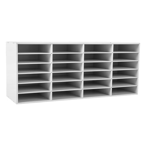 MARTEXBUY Classroom Mailbox, Literature Organizer, Desktop File Sorter Mail Center, Paper Storage Cabinet for Home School Office, 24 Compartments