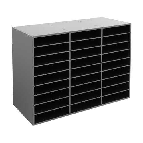 LNUJIUN Literature Organizer, 27 Slots Compartments Paper Shelves Classroom Mailbox, Literature Organizers for Office, Mail Organizer for Office Home School (Black)