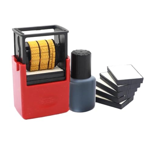 hHTRZ Handheld Portable Date Stamp Printer with Quick Drying Ink for Date Coding On Food Packaging Plastic Bags Bottles Metal Cans Paper Compatible with Various Surfaces(B Set-Dotted line)