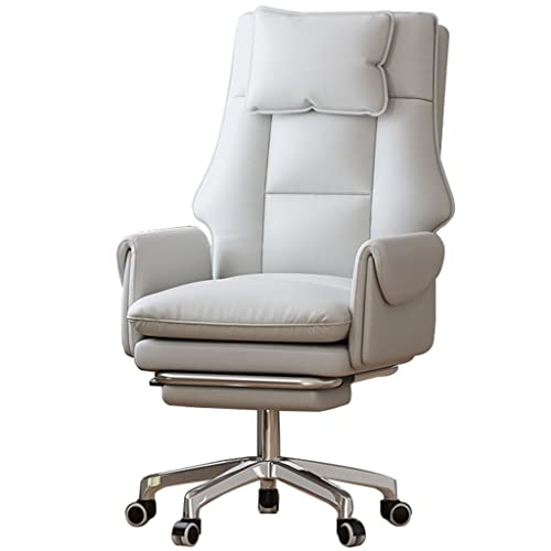 Executive Chair Comfortable Managerial Chairs Home, 360° Rotation Computer Chair, Ergonomic Office Chairs with Headrest, Bearing 150KG(White)