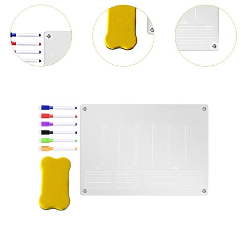 LOUYENOUS Acrylic Fridge Note Board Weekly Planning Message Board to Do List Easy to Install with 6 Color Markers Clear, Erasable Board