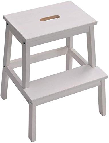 XYWGBMS Footstool, Folding Steps Solid Wood Ladder Stool Multifunctional Footstool Living Room Changing Shoes Stool and Step Stools with 3 Steps,B