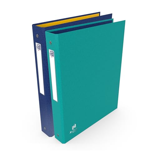 OXFORD Pack of 2 A4 4 Ring Binders 40 mm Spine Bicolor Recyc+ Colours Blue