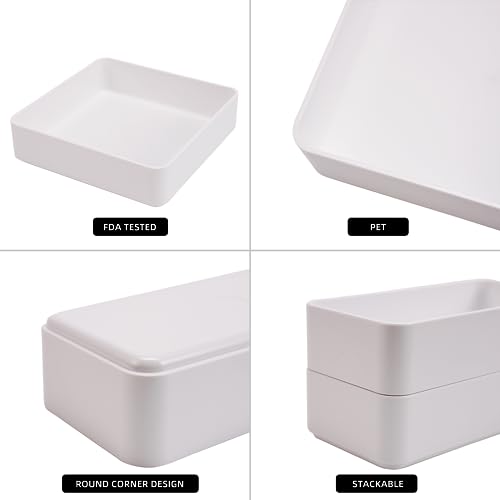 CHANCETSUI 11-Piece Stackable Drawer Organizer Set, Multi-size Desk Drawer Organizer Trays Vanity Storage Bins for Storing Makeup, Stationery, Utensils in Bathroom Dresser, Office and Kitchen