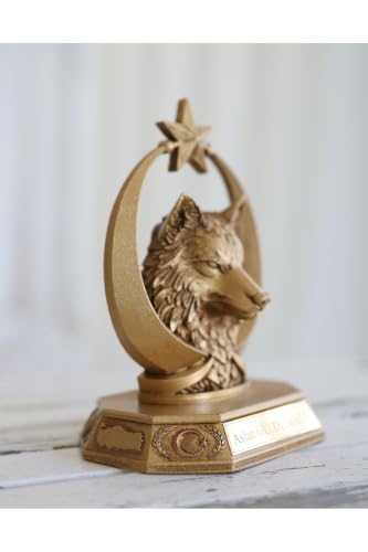 SODEF Custom Gold Wolf Moon Desk Nameplate 10.2 in Height Handmade with Clock and Personalized Name for Office Decor