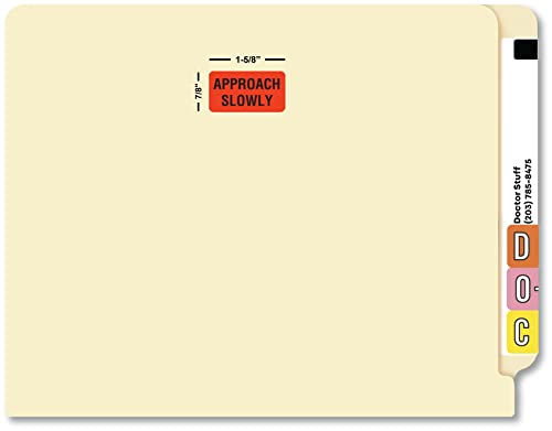 Approach Slowly Veterinarian Care Instruction Veterinarian Stickers, Doctor Stuff, 1-5/8" x 7/8", Fluorescent Red, 560/Roll, Tabbies Vet V-AN278