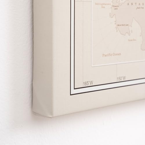 Canvas World Map with Cork Pin Board - English Lettering - Decorative Wall Decoration for All Rooms - Canvas Pictures with World Map Motif (90x60 cm, Pattern 9)