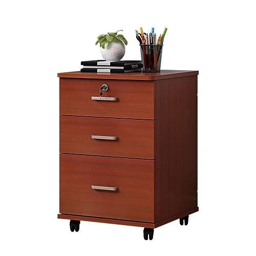 EliteBloom Wooden Desk Storage Box with Lockable Drawers - Solid Wood Desk Organizers - A4 Office Supplies/Receipt File Organizer, Flat File Cabinet (Brown)