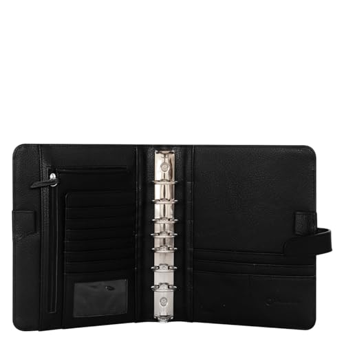 FranklinCovey - Anna Ring-Bound Binder for FranklinCovey Planners | Leather with Snap Closure (Classic, Onyx)