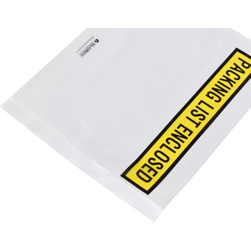Global Industrial Panel Face Envelopes, "Packing List Enclosed", 12"L x 10"W, Yellow, 500/Pack