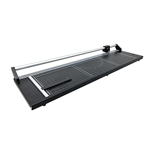 BREVELTION 36" Manual Rotary Paper Cutter, All Steel Precision Paper Trimmer with Grid Lines, Self Sharpen Blade Design, Black