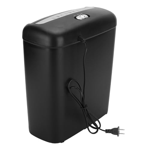 6-Sheet Strip Cut Paper, Office Shredders for Home Micro-Cut Commercial Paper Machine Portable Credit Card with 2.6 Gallons/10L Wastebasket, Black