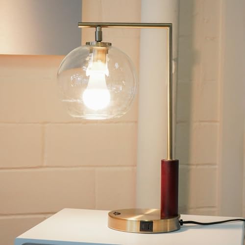 KCSWKJ Modern Classic Desk Lamp Villa Living Room Bedroom Study Decorative Original Design European Table Light, Easy Assembly Table Lamp for Sale, Wander Right Angle Glass Table Lamp - Bronze 110V