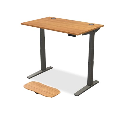 UPLIFT DESK Bamboo (48 x 30 inch) Standing Desk 2-Leg V3 Adjustable Stand Up C-Frame (Indus.), Advanced Keypad, Wire Grommets, Wire Tray, Rocker Board