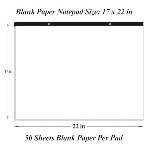 (2-Pack) Large Blank Paper Pad - 22" x 17" Blank Notepad, 100 Sheets/200 Pages, 100 Gsm White Paper Notepad for Office/School/Home