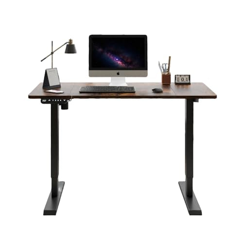 Clyrava 55 Inch Seamless Standing Computer Desk, Electric Height Adjustable Table for Home Office Multi Monitor Use, Quick Assembly (Brown)
