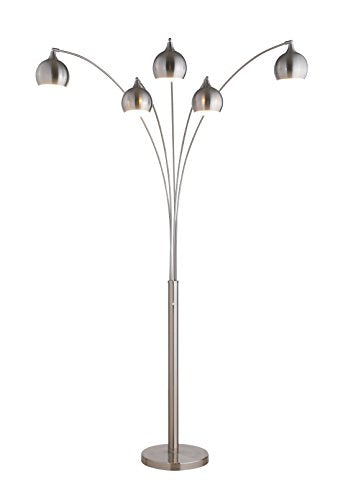 Artiva USA LED9656FSN 86" 5-Arched Floor Lamp with Dimmer, 5000 Lumens Brushed Nickel