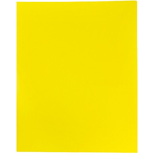 JAM PAPER Plastic 2 Pocket POP Folders - Durable School Folders - Yellow - Bulk 96/Pack