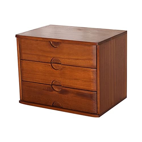 SDVantage Wooden Desktop Storage Box with 3 Drawers, Office Supplies A4/Receipt File Organizer, Flat File Cabinet (C One Size)